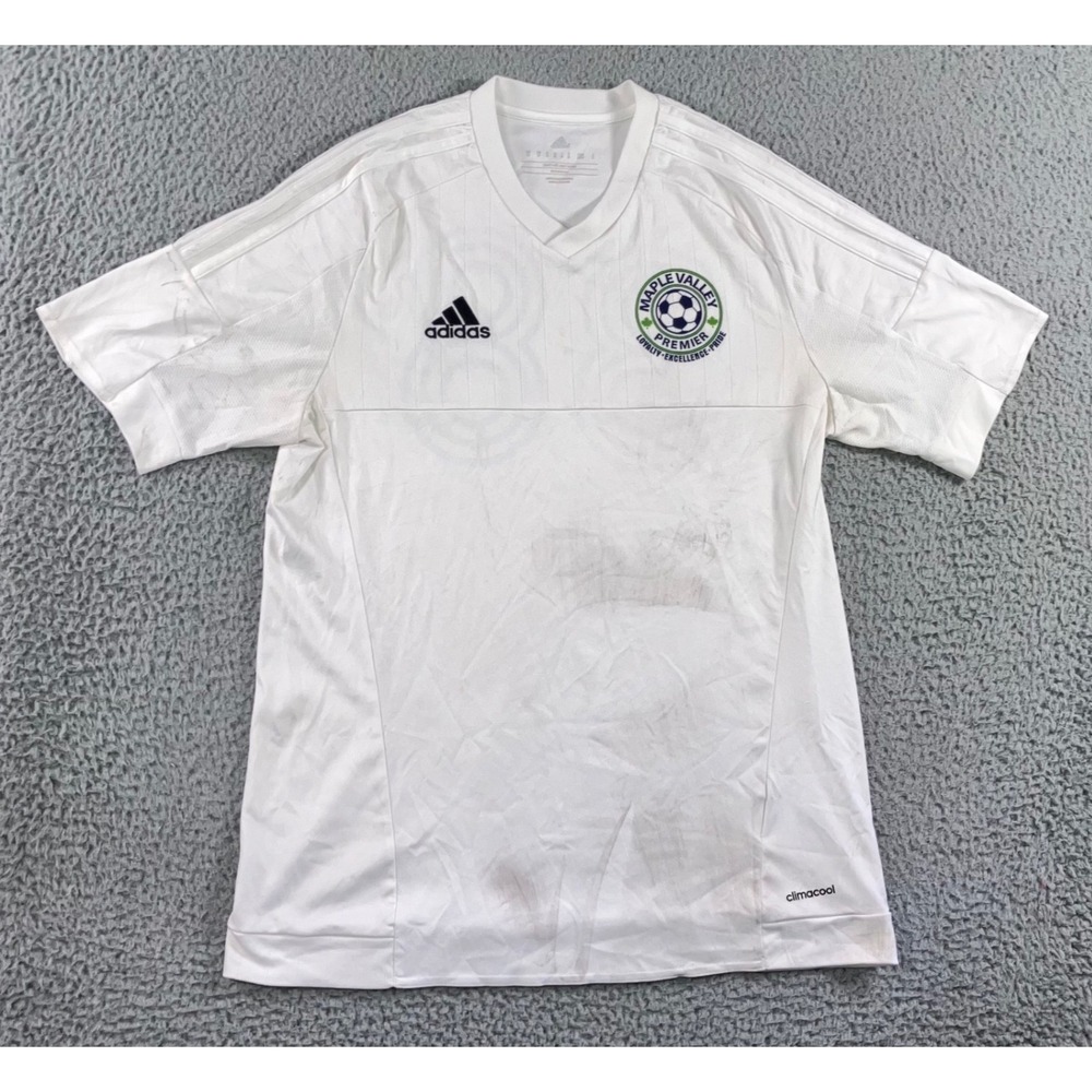 Adidas Soccer Jersey Men M White Maple Valley Premier Climalite Sporty Blokecore